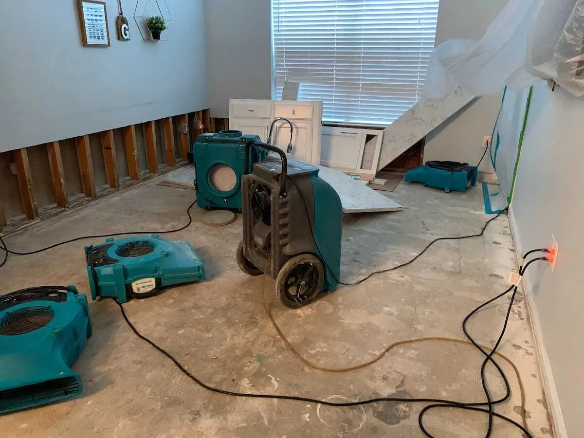 Dehumidifier in flood-cut room for Water Damage Restoration in Sioux Falls